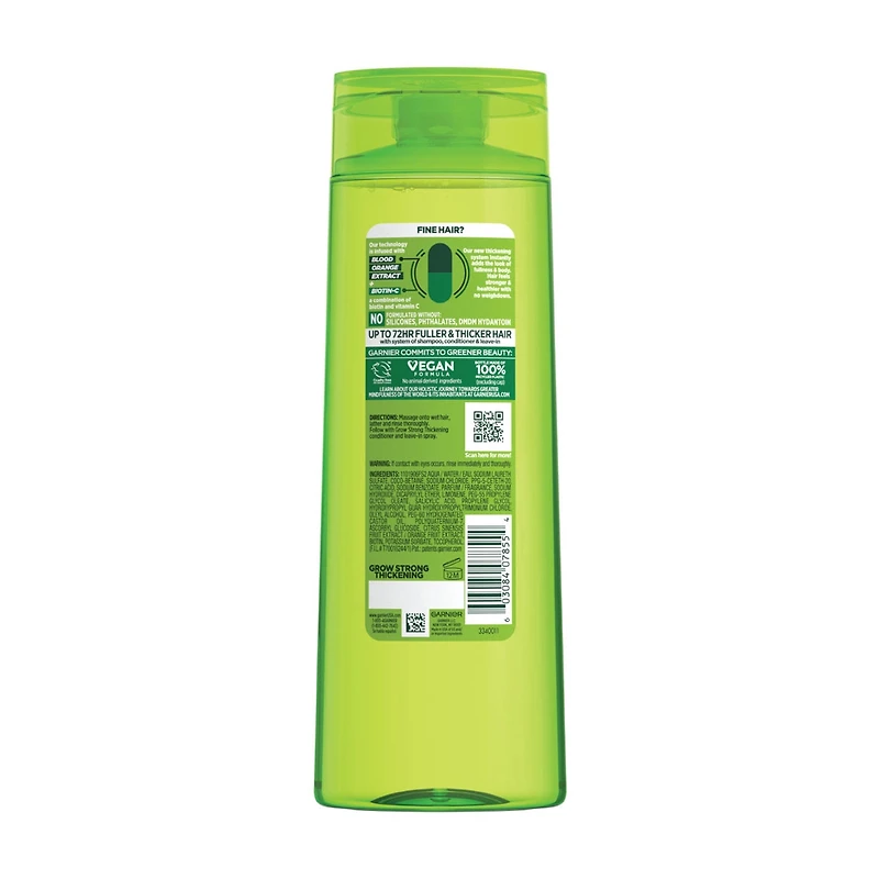 Garnier Fructis Grow Strong Thickening Shampoo for Thin, Fine Hair, 12.5 fl oz
