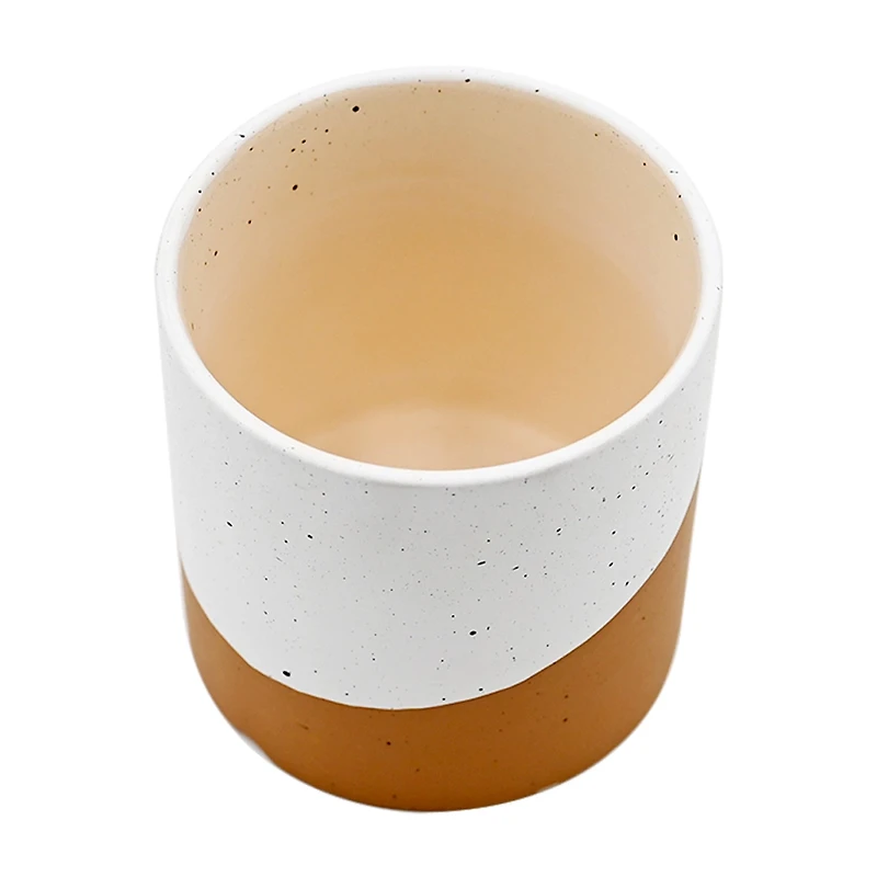 White and Tan Flower Pot, Small