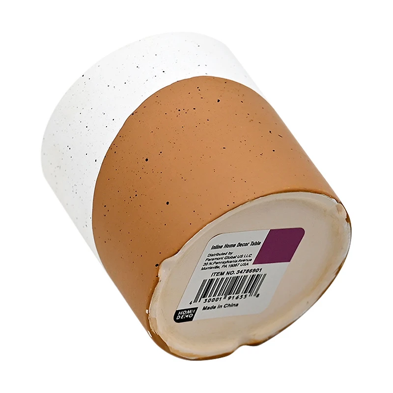 White and Tan Flower Pot, Small