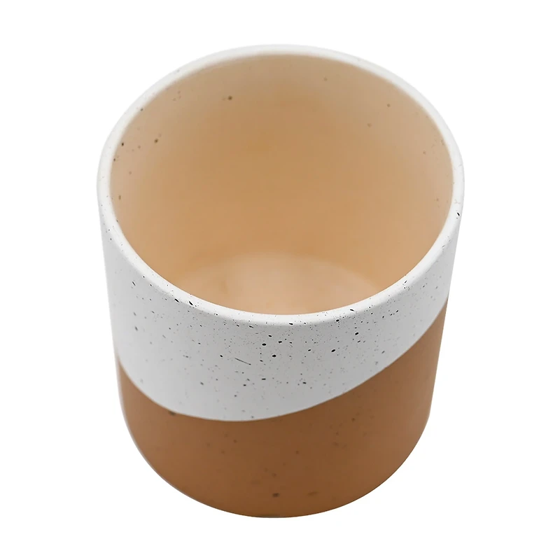 White and Tan Flower Pot, Large