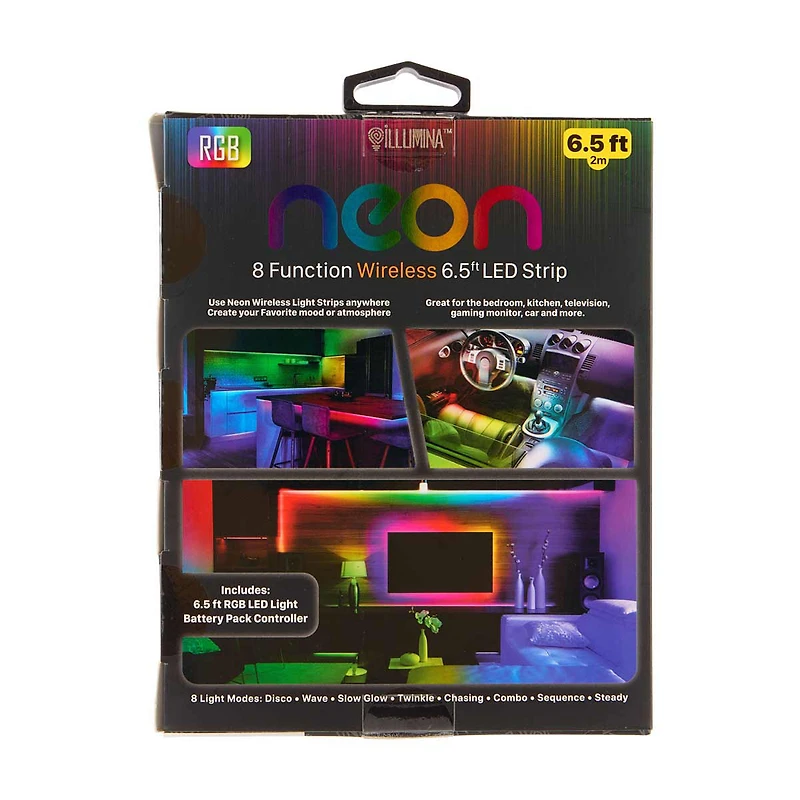 Illumnia Neon Premium Wireless LED Color Light Strip, 6.5 ft