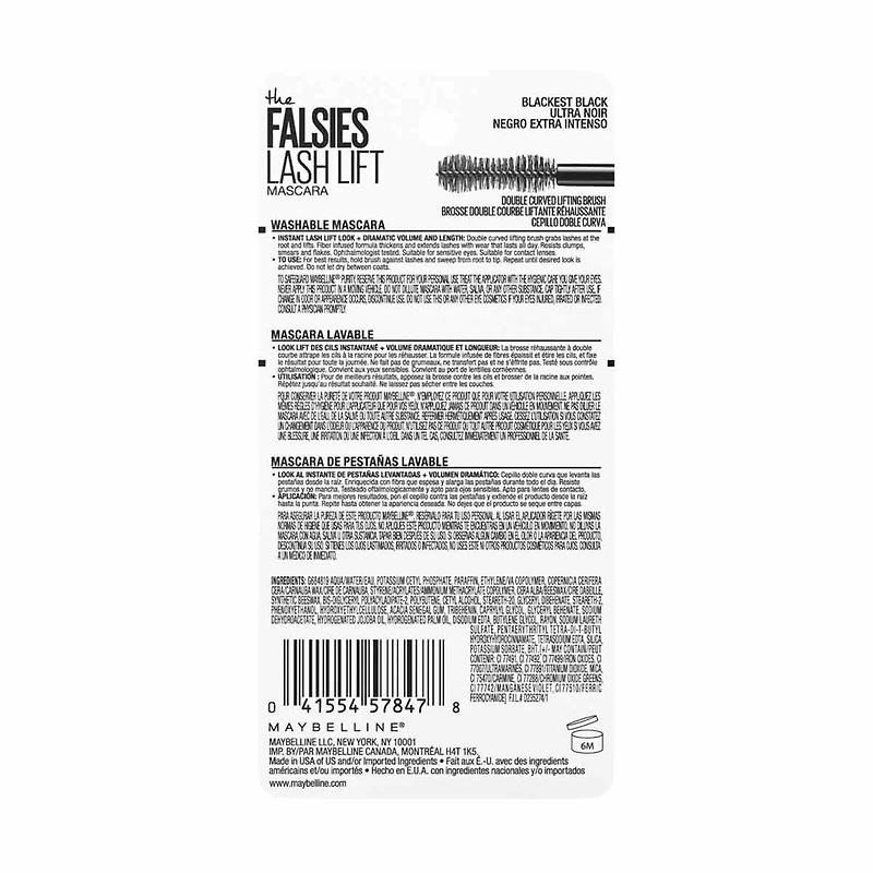 Maybelline The Falsies Lash Lift Mascara - Blackest Black, 0.32 fl oz