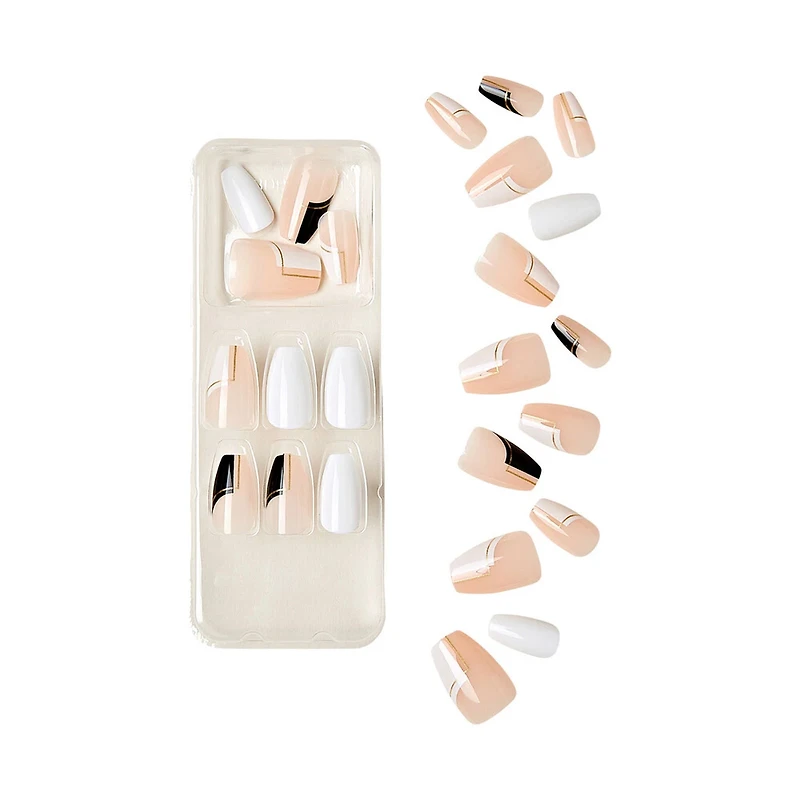 KISS Ready-To-Wear Instant Style Design Nails - Medium Length, 24 ct