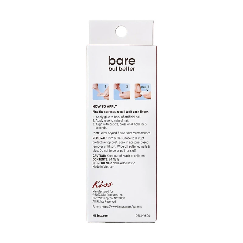 KISS Bare But Better TruNude Nails, Medium Length, 24 ct