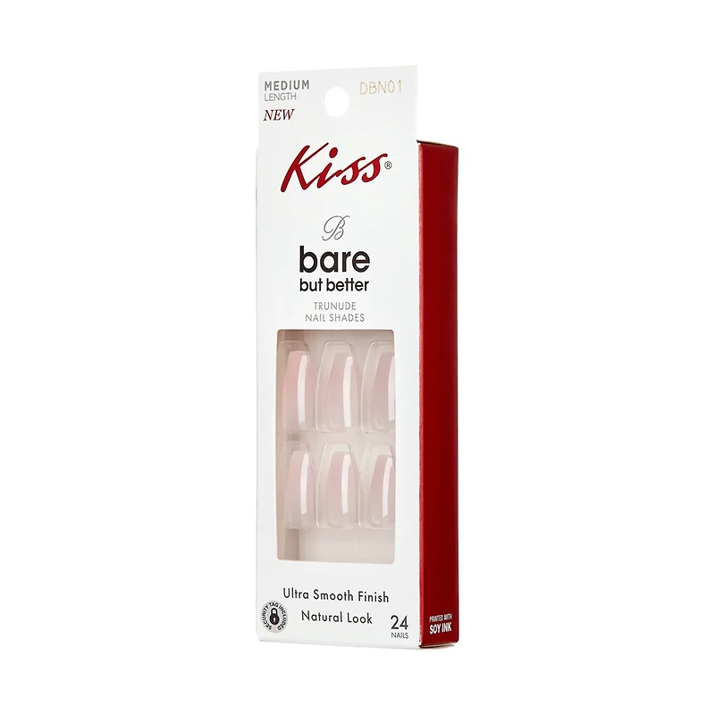 KISS Bare But Better TruNude Nails, Medium Length, 24 ct