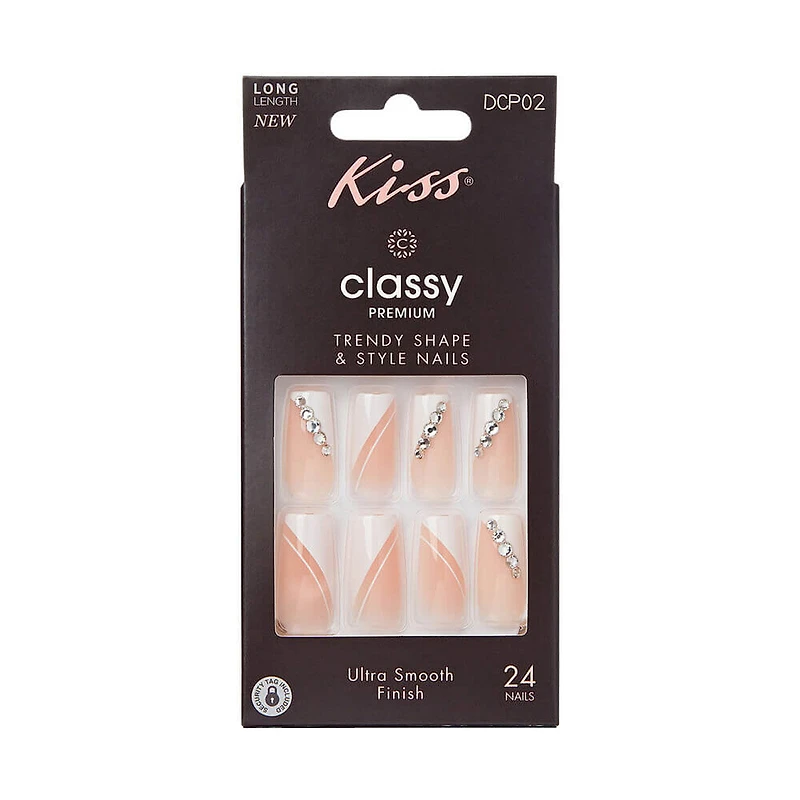 KISS Classy Premium Nails - Long Length, 24 ct