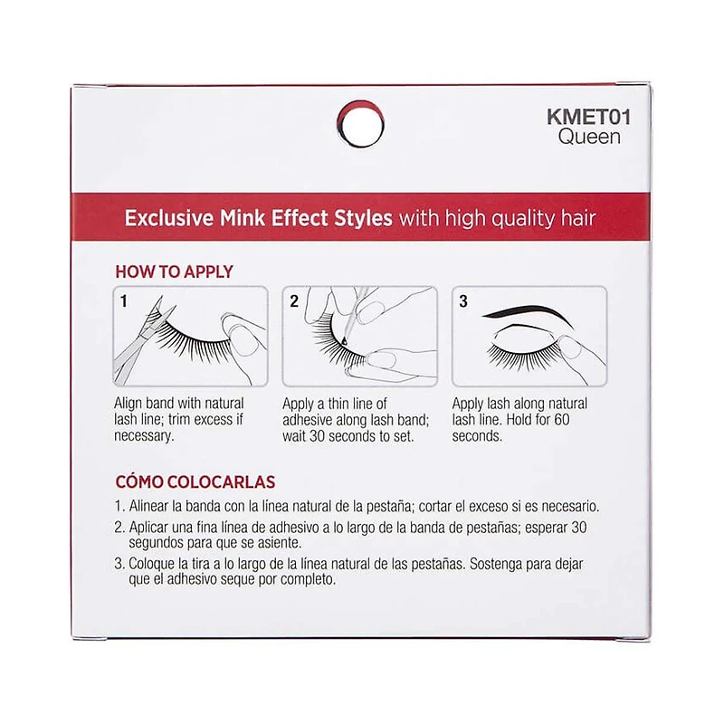 Kiss Mink Effect Collection 3D Volume Eyelashes, Queen, 3 ct