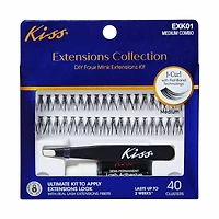 Kiss Extensions Collection DIY Faux Mink Extensions Kit, Medium Combo, 40 ct