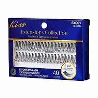 Kiss Extensions Collection Faux Mink Extensions Clusters, 3D Long, 40 ct