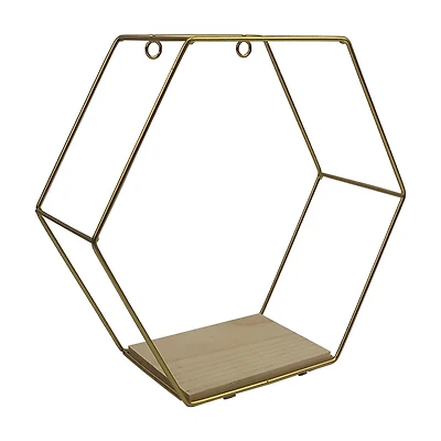 Westville Wired Hexagon Wall Shelf, Gold