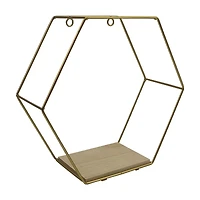 Westville Wired Hexagon Wall Shelf, Gold