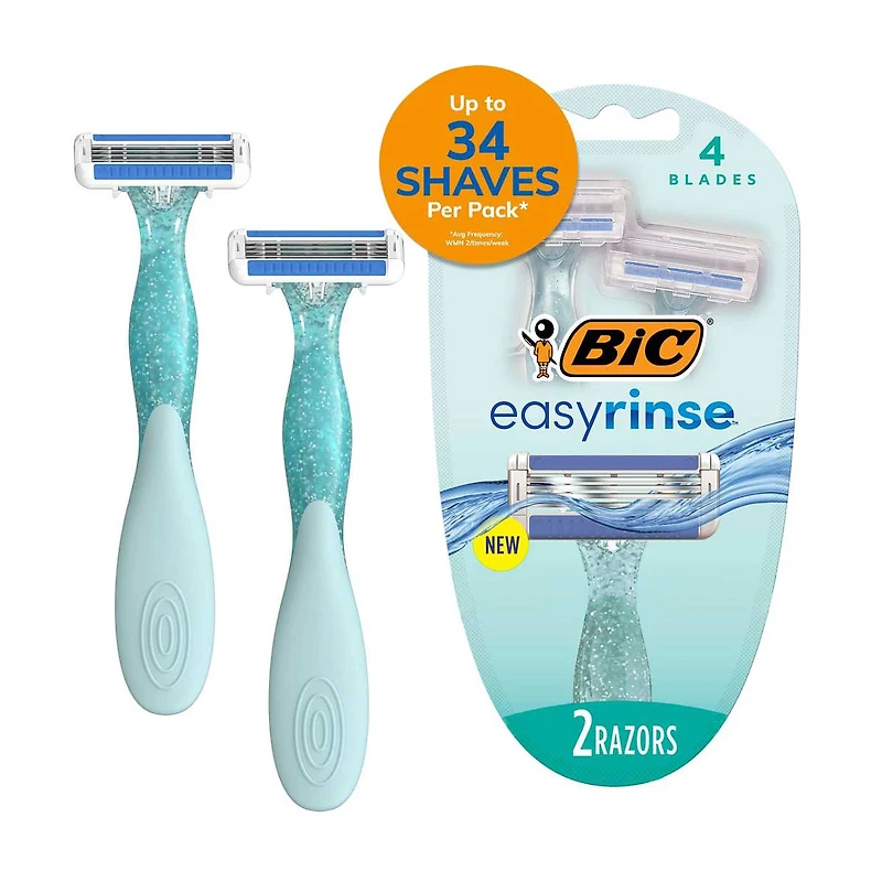 BIC EasyRinse Women's Disposable Razors, 2 ct