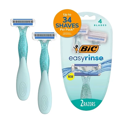 BIC EasyRinse Women's Disposable Razors, 2 ct
