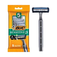 BIC Sensitive Men's Disposable Razors with 3 Blades, 5 ct