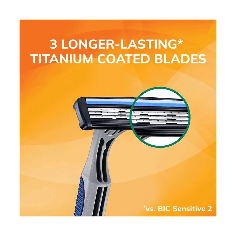 BIC Sensitive Men's Disposable Razors with 3 Blades, 5 ct