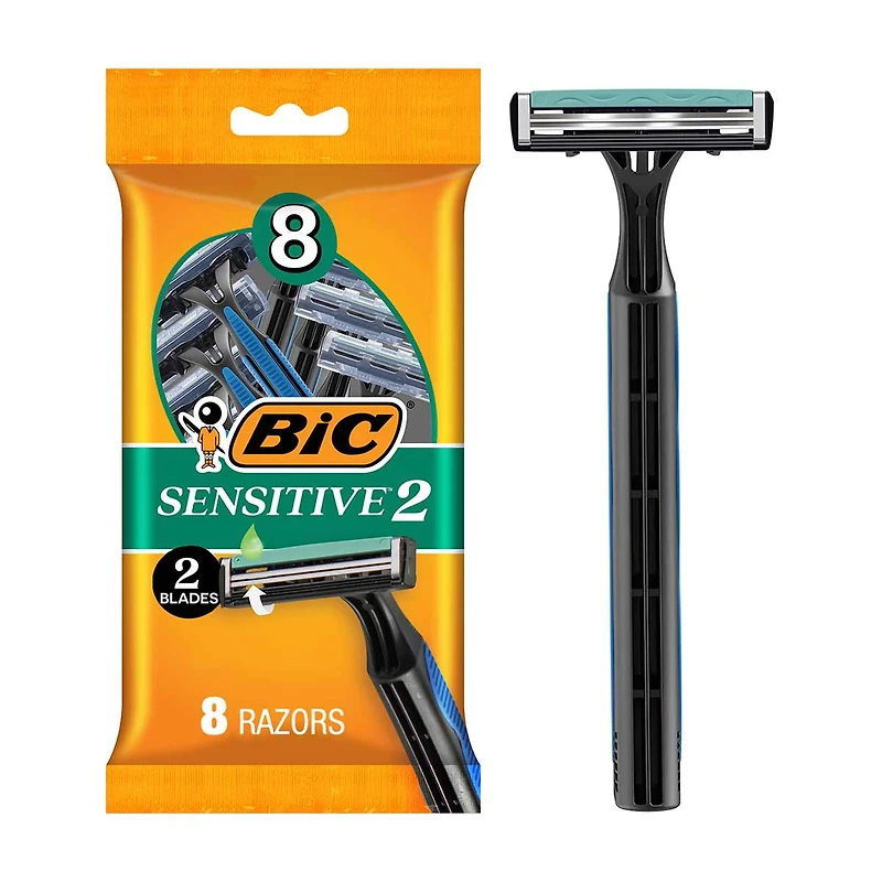 BIC Sensitive 2 Disposable Razors for Men, 8 ct