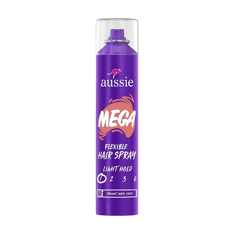 Aussie Mega Flexible Hair Spray for Curly, Straight, or Wavy Hair, 10 oz