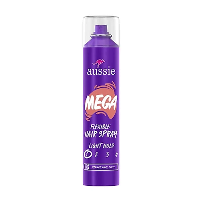 Aussie Mega Flexible Hair Spray for Curly, Straight, or Wavy Hair, 10 oz