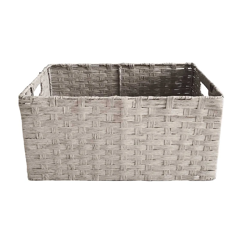 Gray Paper Rope Rectangular Storage Basket, Large