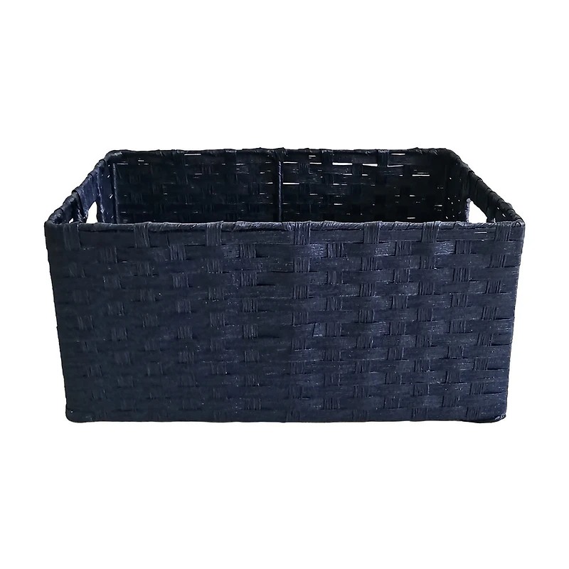 Navy Blue Paper Rope Rectangular Storage Basket