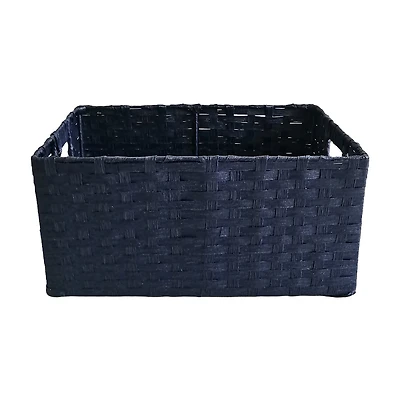 Navy Blue Paper Rope Rectangular Storage Basket
