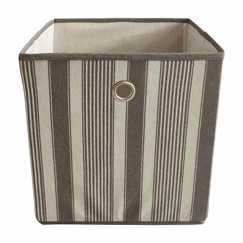 Striped Foldable Storage Cube Bin, Gray
