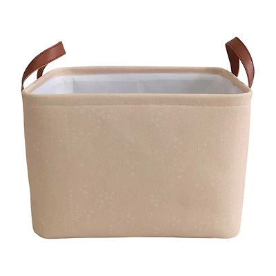 Dotted Print Rectangular Storage Basket with Handles, Medium