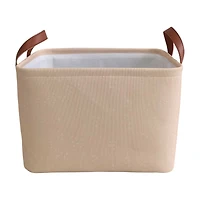 Dotted Print Rectangular Storage Basket with Handles, Medium