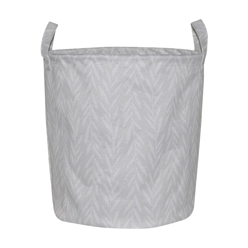 Leaf Printed Round Storage Basket with Handles