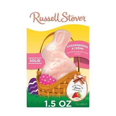 Russell Stover Solid Strawberries & Crème Easter Bunny, 1.5 oz