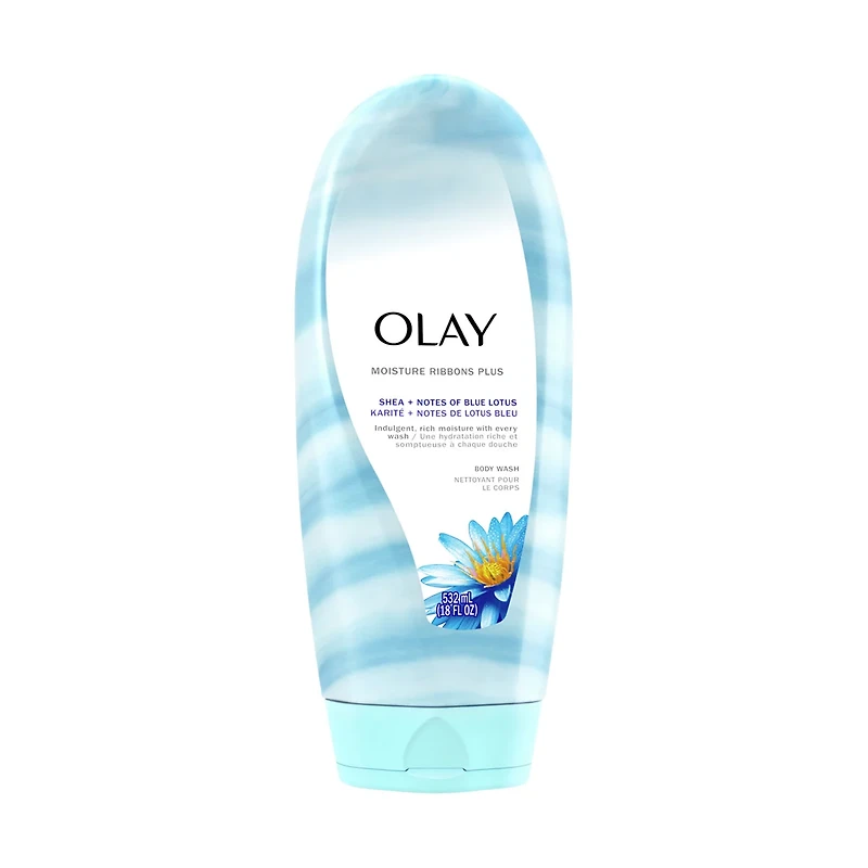Olay Moisture Ribbons Plus Body Wash, Shea + Blue Lotus, 18 fl oz