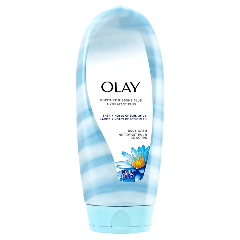 Olay Moisture Ribbons Plus Shea + Notes of Blue Lotus Body Wash, 18 fl oz