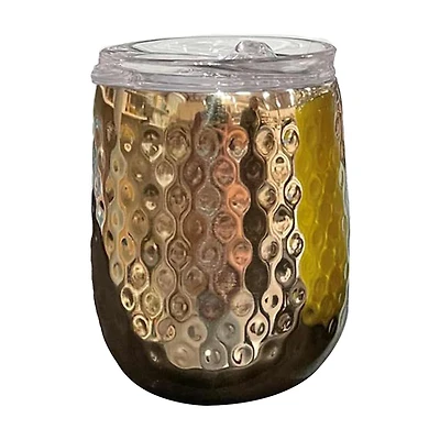Hammered Stainless Steel Wine Tumbler, Black & Gold