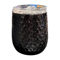 Hammered Stainless Steel Wine Tumbler, Black & Gold