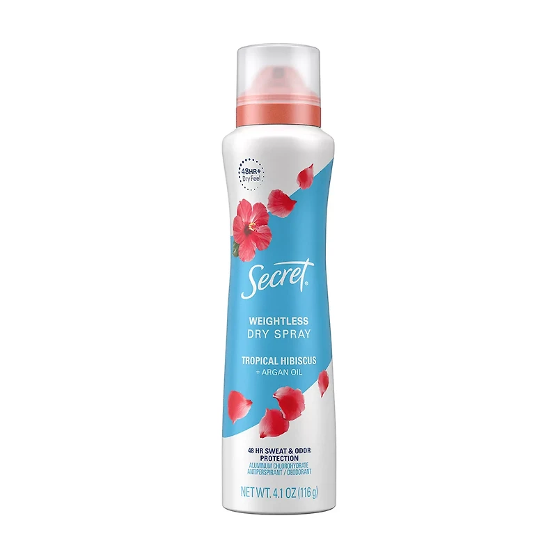 Secret Antiperspirant Dry Spray, Tropical Hibiscus and Argan Oil, 4.1 oz