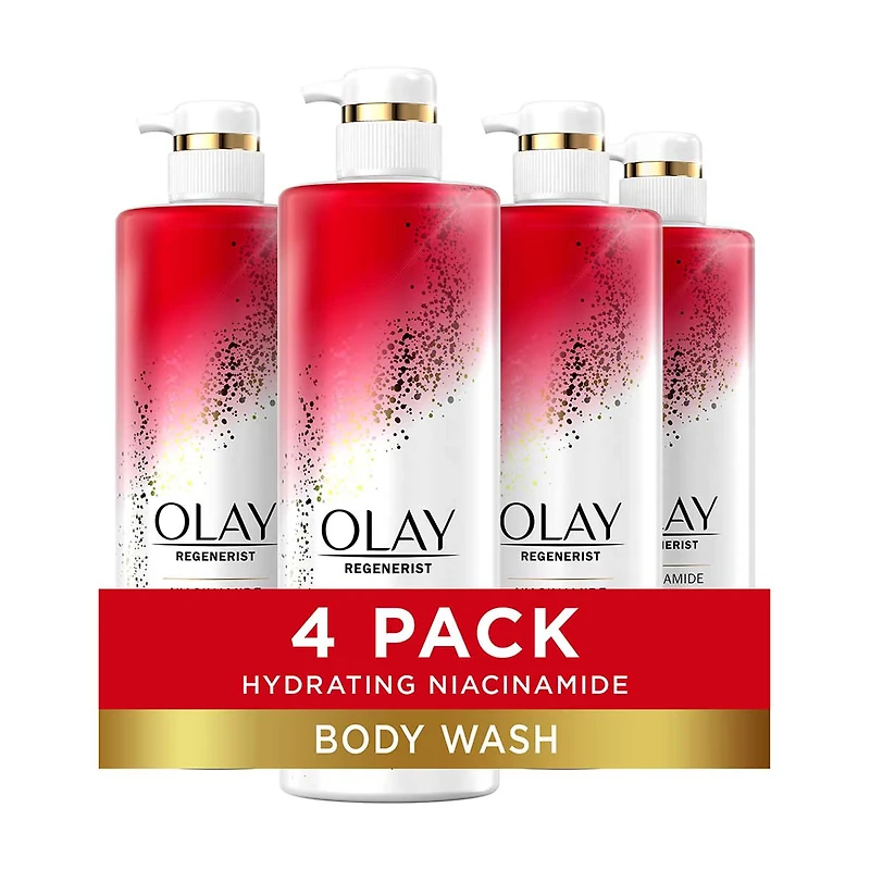 Olay Regenerist Hydrating Body Wash with Niacinamide, 20 fl oz, Pack of 4