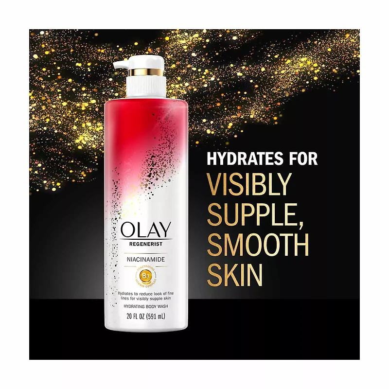 Olay Regenerist Hydrating Body Wash with Niacinamide, 20 fl oz, Pack of 4