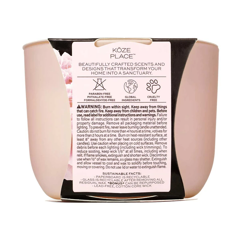 Koze Place Peony Petals & Magnolia Scented Candle, 8 oz