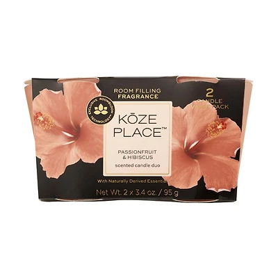Koze Place Passionfruit & Hibiscus Scented Candle Duo, 3.4 oz