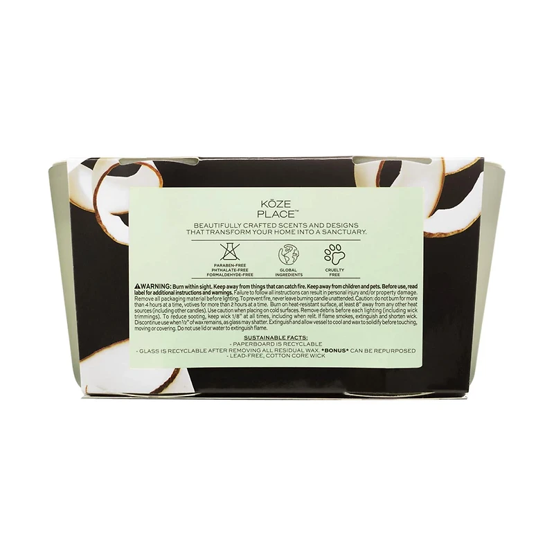 Koze Place Coconut & Tropical Palm Scented Candle Duo, 3.4 oz