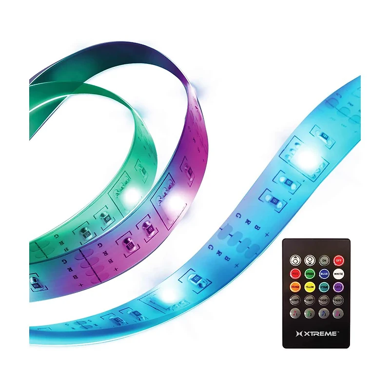 Xtreme Lit Sound Activated Multicolor LED Light Strip with Remote Control, 6.6 Feet