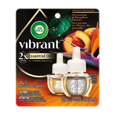 Airwick Vibrant Scented Oil Refill, Nectarine & Paradise Flower, 2 ct