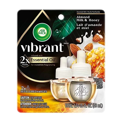 Airwick Scented Oil Refill, Vibrant Almond Milk & Honey Flower, 2 ct
