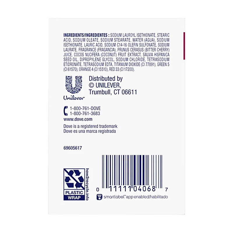 Dove Revitalizante Cherry & Chia Milk Bar Soap, 3.17 oz, 3 ct