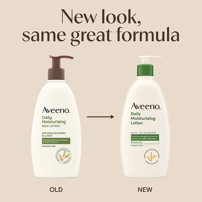 Aveeno Daily Moisturizing Body Lotion with Oat for Dry Skin, 18 fl. oz