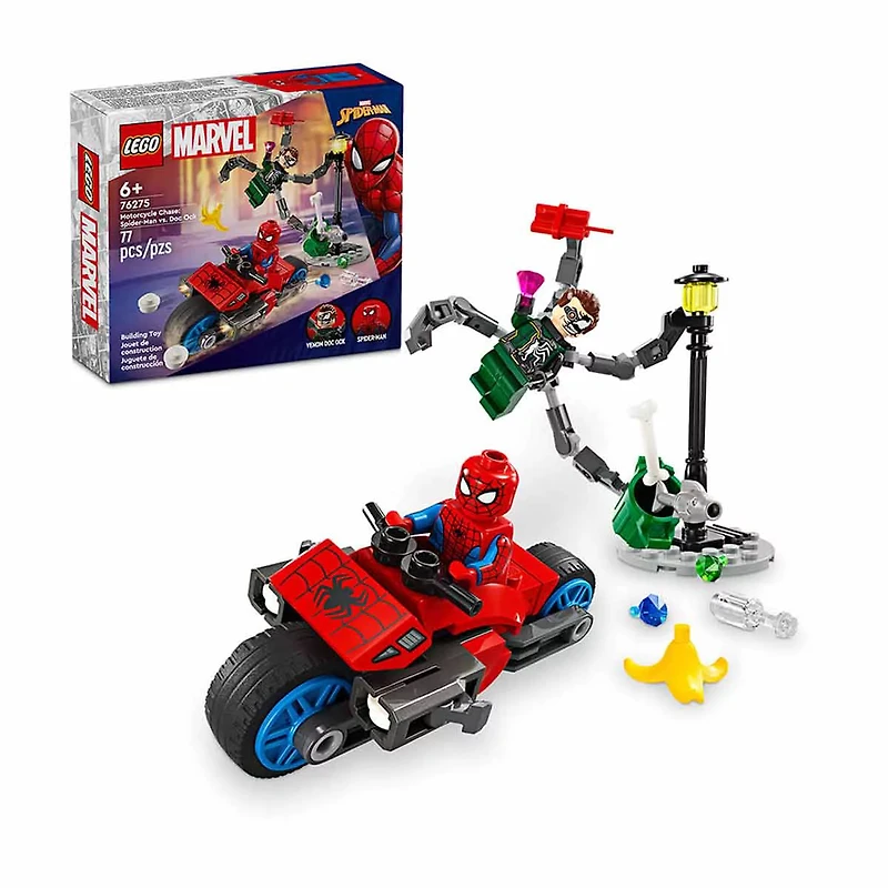 Lego Marvel Spider-Man vs Doc Ock Motorcycle Chase Set, 77 pcs