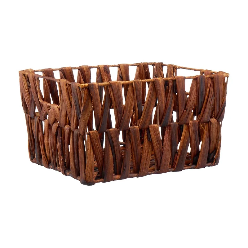 Water Hyacinth Woven Basket, Brown, Medium