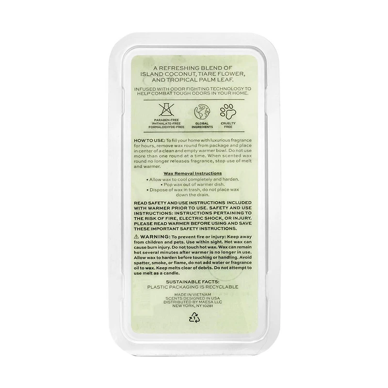 Koze Place Coconut & Tropical Palm Scented Wax Rounds, 8 Pack