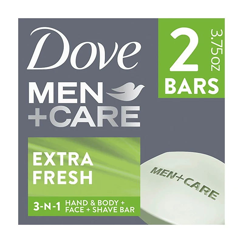 Dove Men +Care Extra Fresh 3-in-1 Bar Soap, 3.75 oz, 2 ct