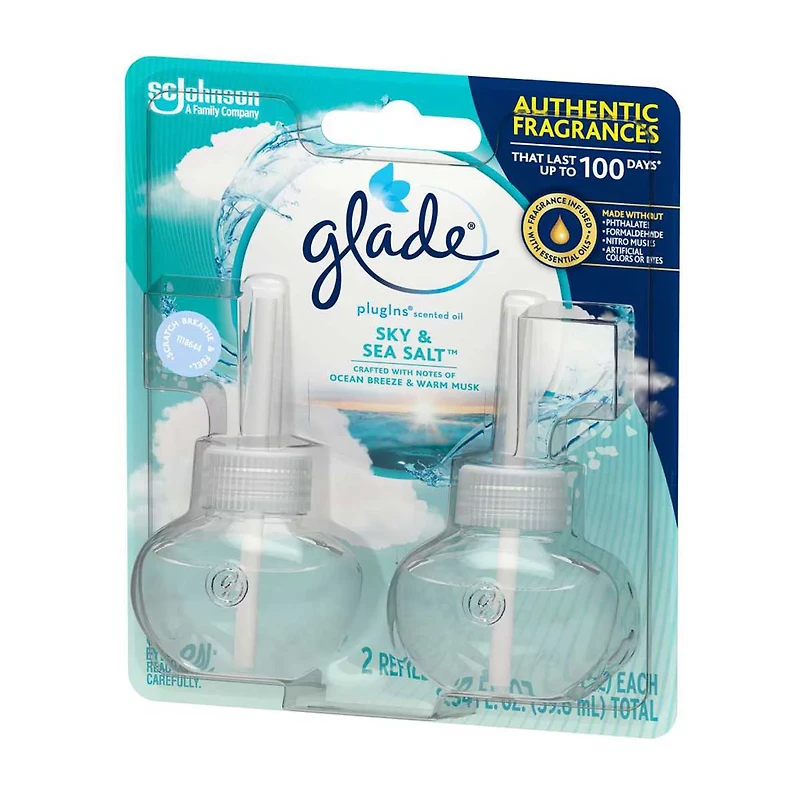 Glade PlugIns Scented Oil Air Freshener Refills - Sky & Sea Salt, 0.67 oz - 2 ct